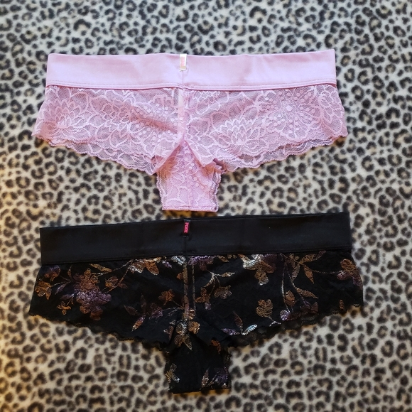 VS PINK Shine Floral Lace Cheeksters, Size M, Set of 2, NWOT, Pink-Purple/Black - Picture 7 of 12